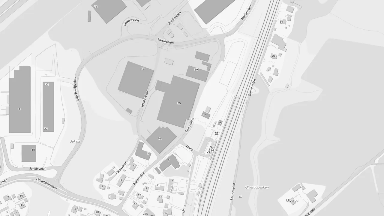 Kartutsnitt av Bjerke industriområde øst