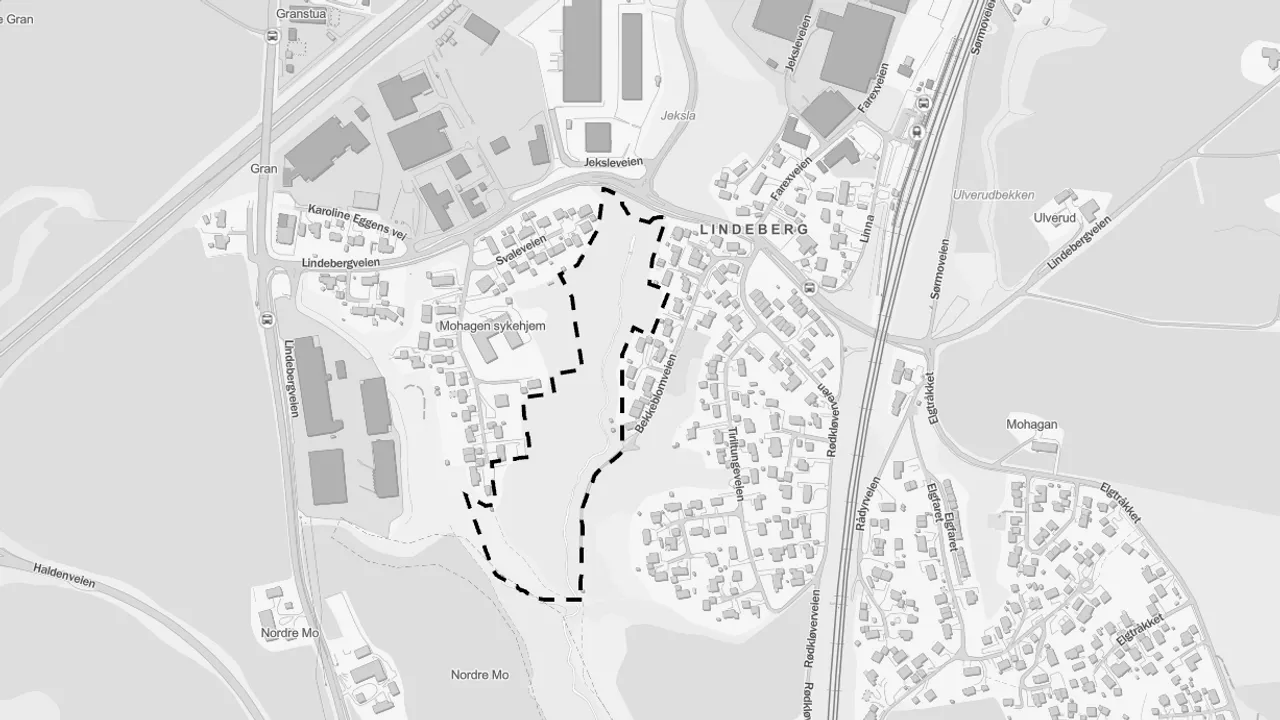 Utsnitt av et kart av Jeksla på Lindeberg