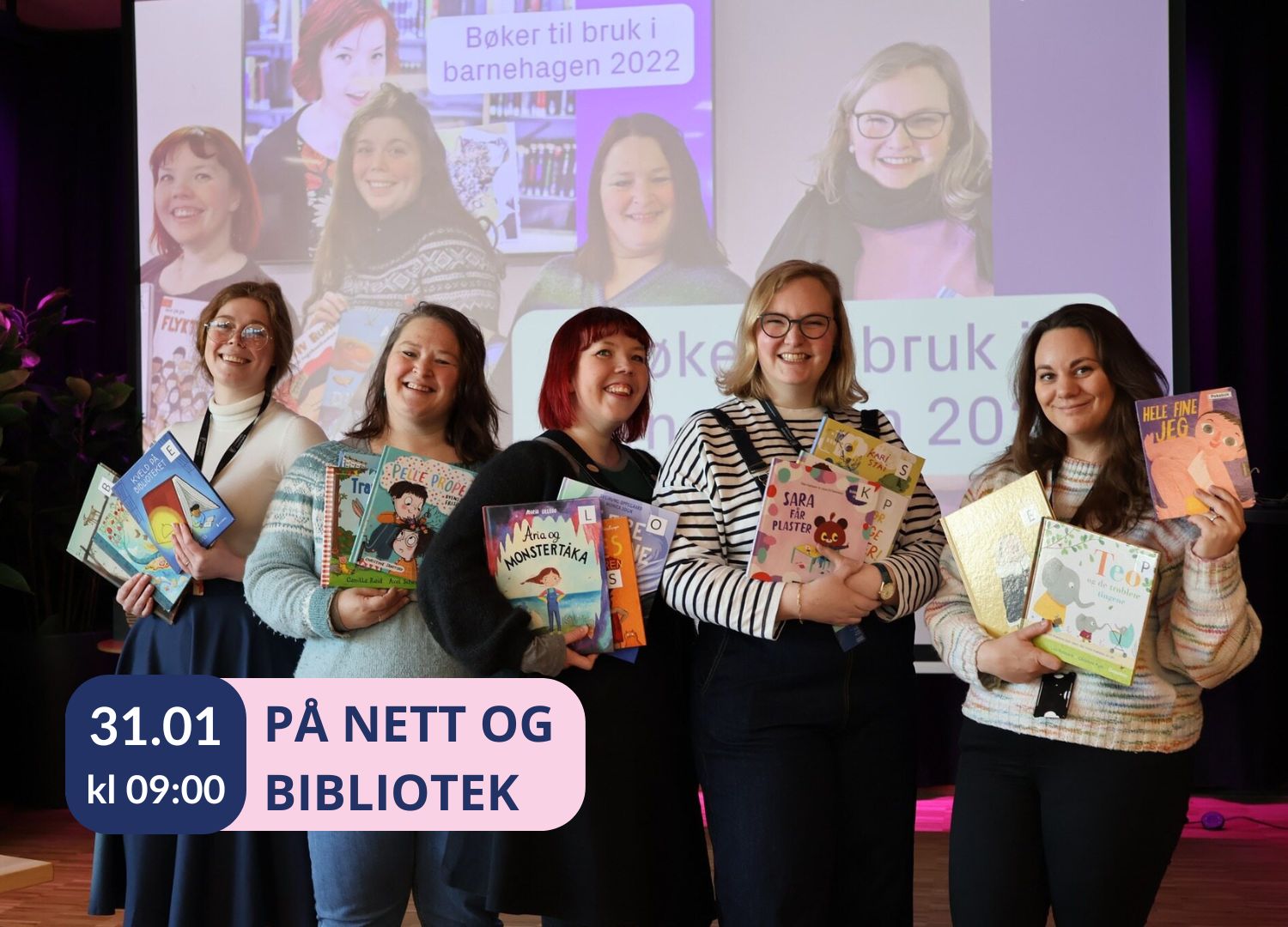 Bilde: Bibliotekarene som presenterer årets bøker