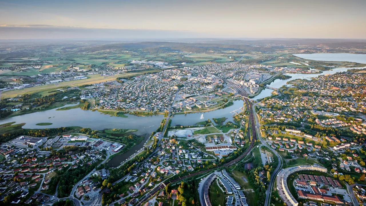 Oversiktsbilde av deler av Strømmen og Lillestrøm