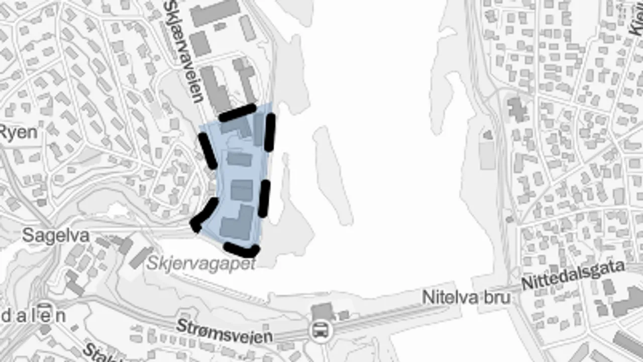 Utsnitt av kart over Skjærvaveien