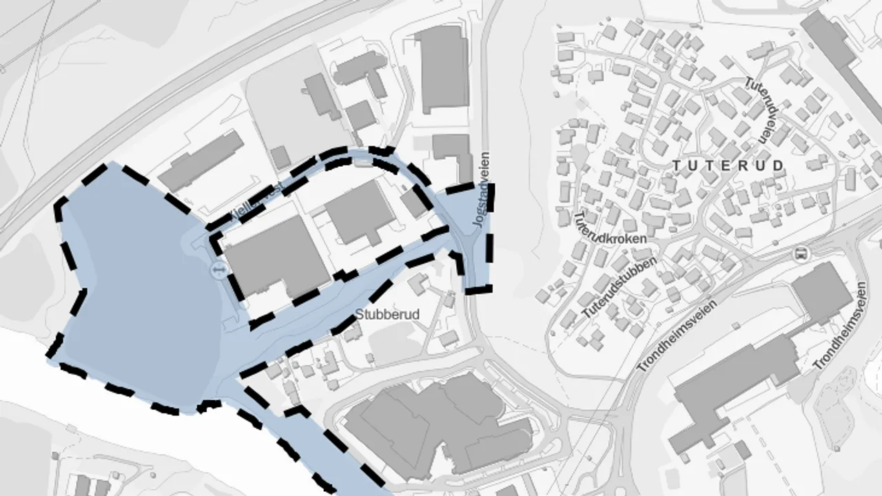 kartutsnitt av planområdet for Jogstad vest